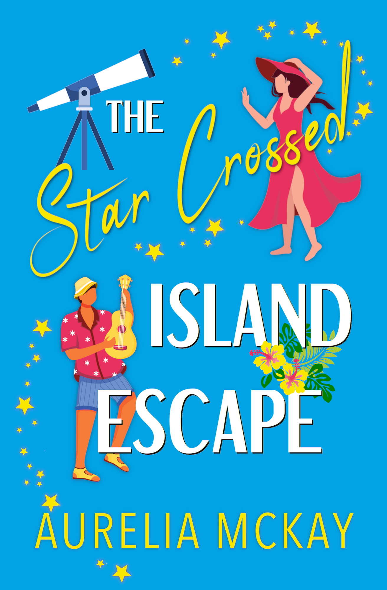 Cover of The Star Crossed Island Escape featuring a telescope and a ukulele player